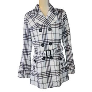 North Crest Classic Women's Plaid Belted Raincoat Size Small